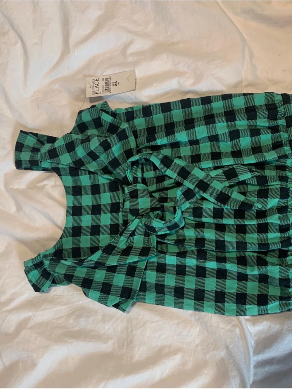 The Children's Place Black & Green Gingham Tie-Front Sleeveless Top